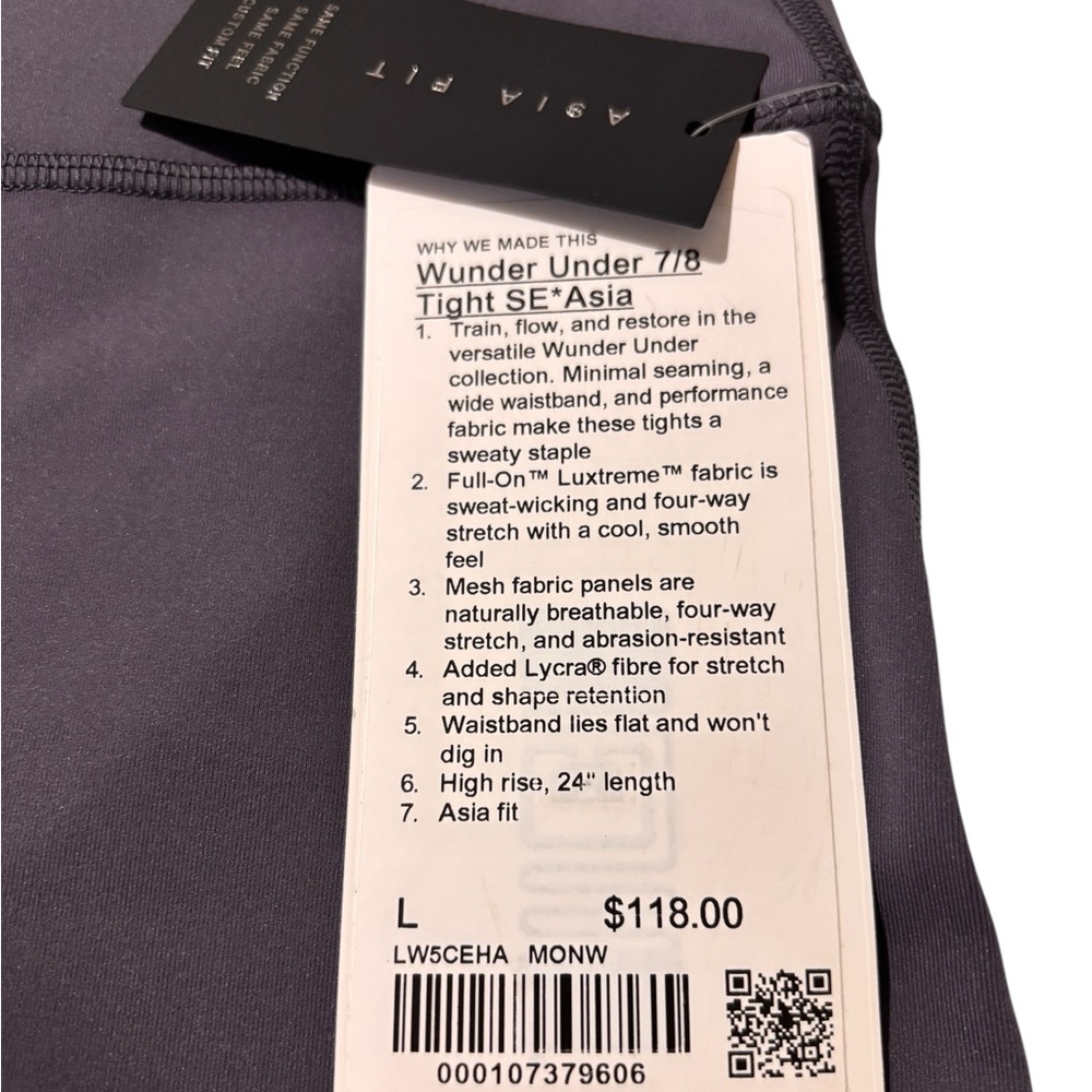 Lululemon Wunder Under 7/8 Tight 24" Leggings
* Asia Fit
Color: moonwalk - Picture 2 of 5